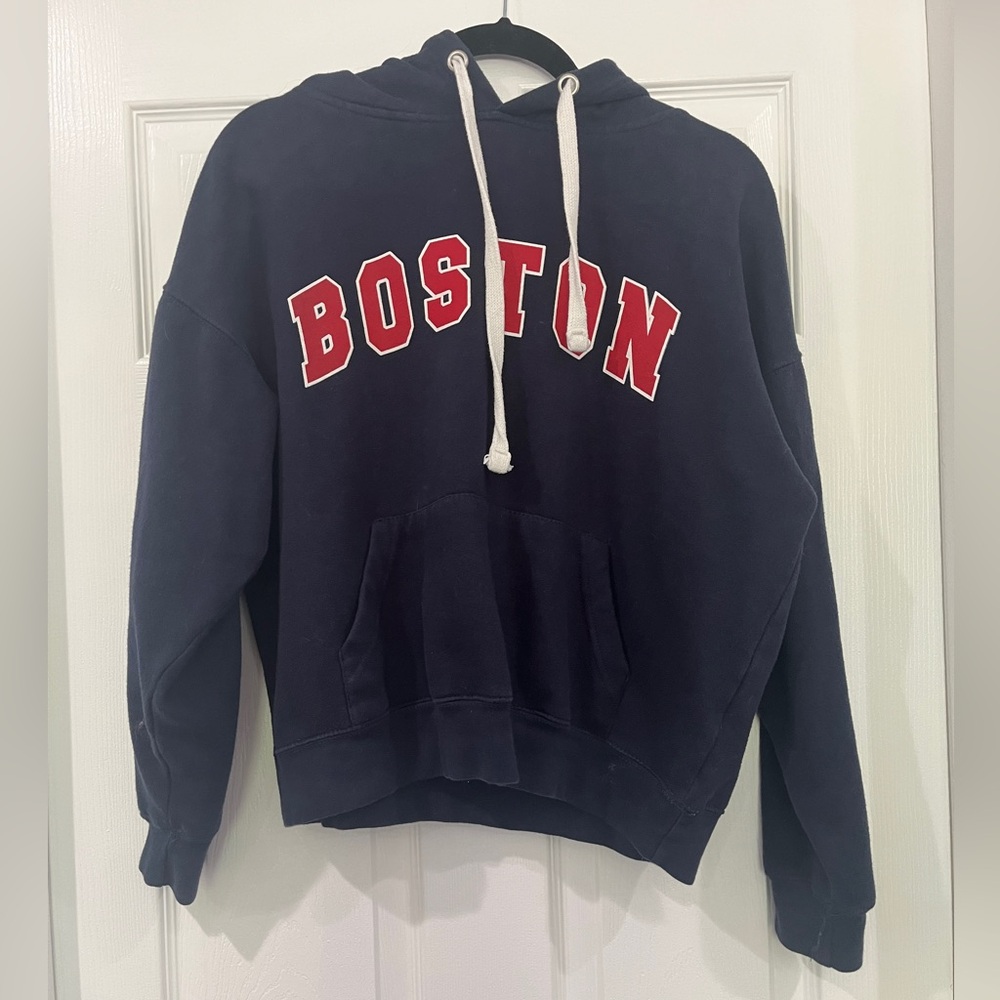 Navy and Red Boston Hoodie Size Small